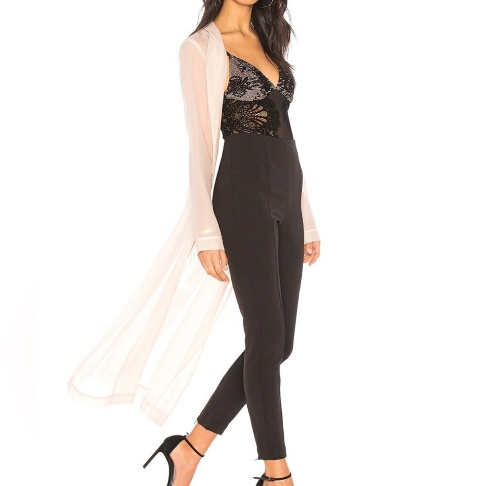 Chrissy Teigen x Revolve Muse Sheer Duster in White Sand - Picture 3 of 8